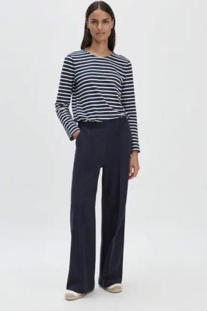 hessnatur Damen Jersey Hose Wide Leg Relaxed aus Bio-Baumwolle - blau - Größe 40