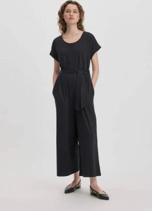 hessnatur Damen Jersey Jumpsuit Oversize aus Bio-Baumwolle - schwarz - Größe 34