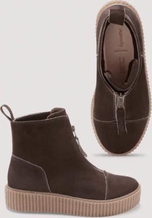 hessnatur Damen Stiefelette aus chromfrei gegerbtem Glatt-Leder - braun - Größe 38