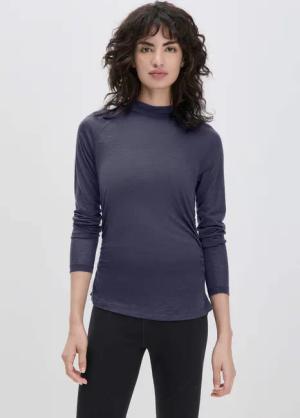 hessnatur Loungewear Shirt Langarm Slim ACTIVE FUNCTIONAL aus Bio-Merinowolle und TENCEL™ Lyocell - lila - Größe 36