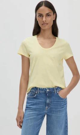 hessnatur Damen Jersey Slub T-Shirt Regular aus Bio-Baumwolle - gelb - Größe 34