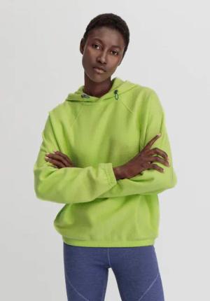hessnatur Loungewear Fleece Hoodie Oversized ACTIVE COMFORT aus Bio-Baumwolle - grün - Größe S