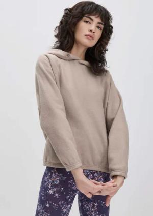 hessnatur Loungewear Fleece Hoodie Oversized ACTIVE COMFORT aus Bio-Baumwolle - beige - Größe M