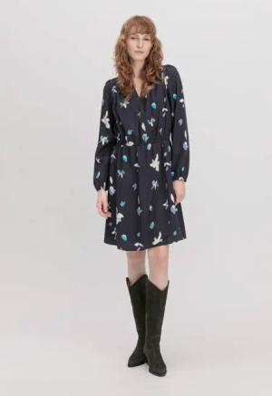 hessnatur Damen Kleid Mini Regular aus TENCEL™ Lyocell - blau - Größe 38