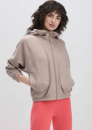 hessnatur Loungewear Softfleece Jacke Oversized ACTIVE COMFORT aus Bio-Baumwolle - beige - Größe S