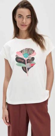 hessnatur Damen Print T-Shirt Oversize aus Bio-Baumwolle - weiß - Größe L