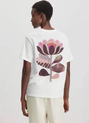 hessnatur Damen Print T-Shirt Oversize aus Bio-Baumwolle - weiß - Größe 40