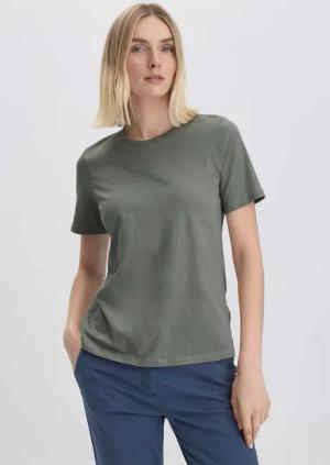 hessnatur Damen T-Shirt Regular aus Bio-Baumwolle - grün - Größe 36
