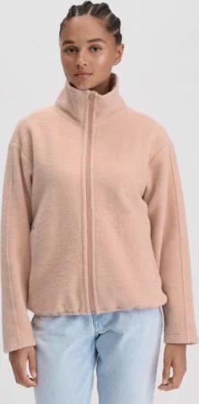 hessnatur Damen Wollfleece Jacke Relaxed aus Bio- Merinowolle mit Bio-Baumwolle - rosa - Größe L
