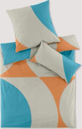 hessnatur Perkal Bettwäsche-Set VALI aus Bio-Baumwolle - blau - Größe 135x200 / 80x80 cm