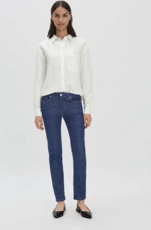 hessnatur Damen Jeans LEA Mid Rise Slim aus Bio-Denim - blau - Größe 27/30