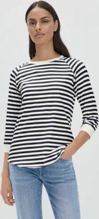 hessnatur Damen Streifen Jersey Slub Longsleeve Relaxed aus Bio-Baumwolle - blau - Größe 40