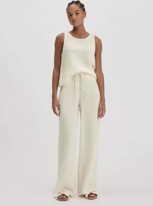 hessnatur Damen Musselin Schlafhose Relaxed PURE COMFORT aus Bio-Baumwolle - natur - Größe 38