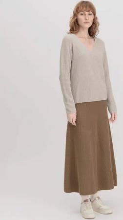 hessnatur Damen Strickrock Midi Regular aus Bio-Baumwolle - braun - Größe 46