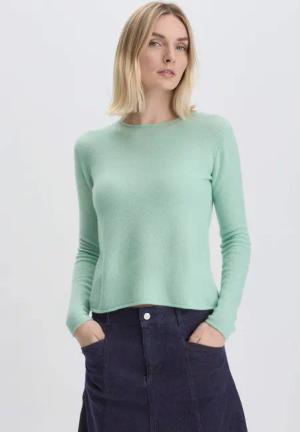 hessnatur Damen Recycling Strick Pullover Regular aus Kaschmir - grün - Größe 44
