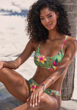 LASCANA Bustier-Bikini-Top Damen salbei-pink bedruckt Gr.40