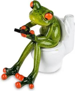 formano Dekofigur Frosch Toilette mit Handy 13cm Froschfigur Kunststein glänzend (1 St)