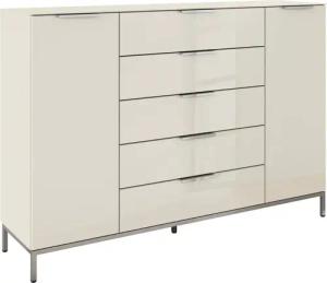 rauch Schubkastenkommode "Kommode Türkommode Sideboard Kombikommode FLIPP mit Glasfront", (Breite 160/180 cm mit 4 Einlegeböden), 2-türig, 5 Schubladen, Soft-Close, Oberboden und Front Glas, 2 Breiten