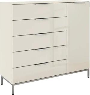 rauch Kombikommode "Kommode Türkommode Sideboard Kombikommode FLIPP mit Glasfront", (Breite 120 cm mit 2 Einlegeböden), 1-türig, 5 Schubladen, Soft-Close-Funktion, Oberboden und Front Glas
