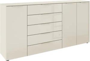 rauch Kombikommode "Kommode Türkommode Sideboard Kombikommode FLIPP mit Glasfront", (Breite 200 cm mit 4 Einlegeböden), 3-türig mit 5 Schubladen und Soft-Close-Funktion sowie Glasfront