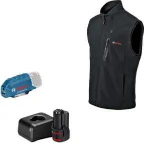 Bosch Beheizbare Kleidung GHV 12+18V XA: Akkuadapter, Ladegerät, 1x Akku, Gr. S