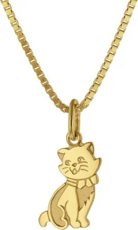 trendor 35919 Anhänger Katze Gold 333 (8 Karat) + goldplattierte Silberkette