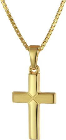 trendor 75680 Kreuz-Anhänger für Kinder Gold 333 mit goldplattierter Halskette