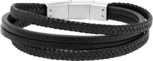 Unique Lederarmband Mehrreihiges Armband aus schwarzem Kunstleder von Unique