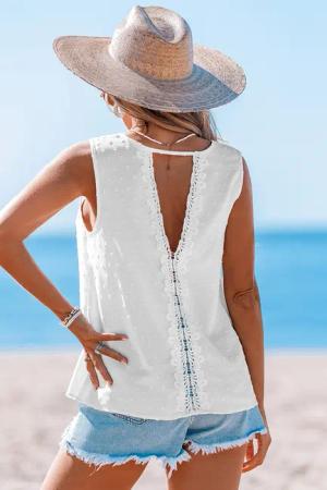Weißes Tank-Top mit Spitzendetails