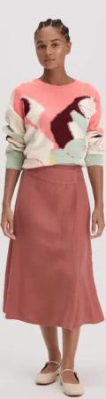 hessnatur Damen Rock Midi Regular aus Leinen - braun - Größe 40