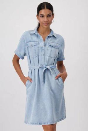 Monari Jeanskleid Kleid Lyocell Mit Rundhalsausschnitt
