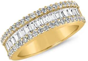 Gravurring aus Gelbgold mit Diamanten, Baguetteschliff