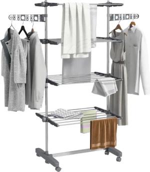 HOMCOM Wäscheständer grau Edelstahl B/H/L: ca. 55x142x172 cm
