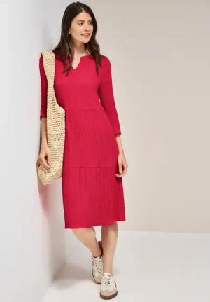 Cecil Damen Seersucker-Kleid mit Volants in Rot, Gr: XS