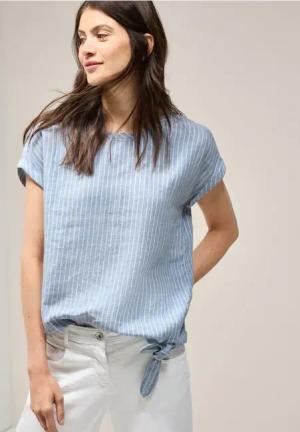 Cecil Damen Blusenshirt aus Leinen in Blau, Gr: L