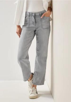 Cecil Damen Wide Leg Jeans in Grau, Gr: 34