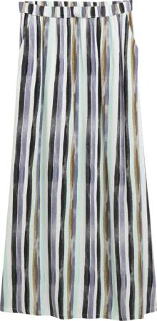 TOM TAILOR DENIM Damen Maxi-Rock mit Eingriffstaschen, grün, Gestreift, Gr. S