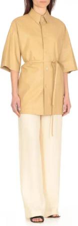 Fabiana Filippi - Gold Nappa Leather Shirt With Classic Collar - Größe 40 - goldfarben