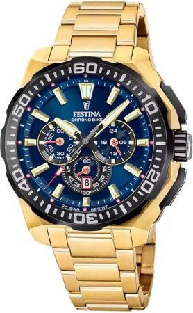 Festina Quarzuhr Chronograph Goldfarben/Blau