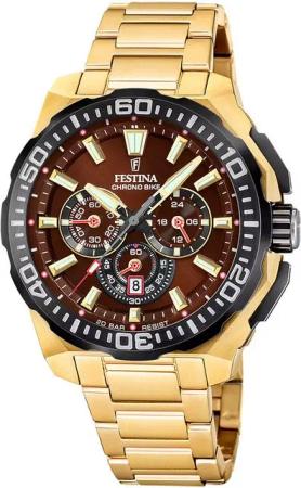 Festina Quarzuhr Chronograph Goldfarben/Braun