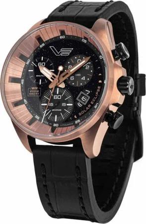 Vostok Europe Quarzuhr Chronograph Solar Eclipse Schwarz/Rosé LE