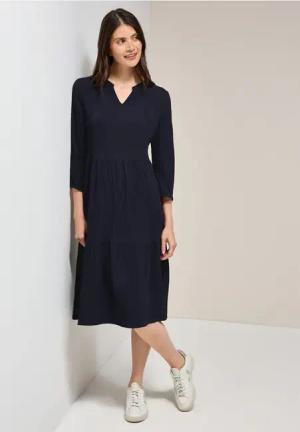 Cecil Damen Seersucker-Kleid mit Volants in Blau, Gr: M