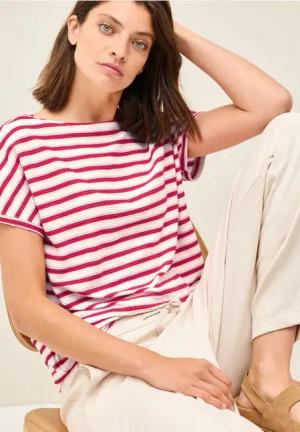 Cecil Damen Gestreiftes Strukturshirt in Rot, Gr: M