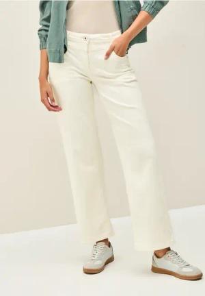 Cecil Damen Wide Leg Jeans mit Muster in Beige, Gr: 29