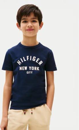 Tommy Hilfiger T-Shirt Curved Graphic KB0KB09800 Dunkelblau Regular Fit