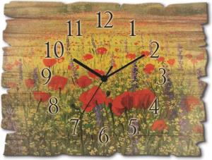 Artland Wanduhr "Holzuhr Mohnblumenfeld", wahlweise mit Quarz- oder Funkuhrwerk, lautlos ohne Tickgeräusche