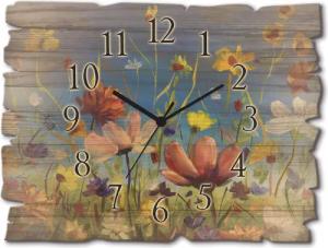Artland Wanduhr "Holzuhr Wildblumenwiese", wahlweise mit Quarz- oder Funkuhrwerk, lautlos ohne Tickgeräusche