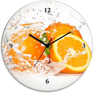 Artland Wanduhr "Orange mit Spritzwasser", wahlweise mit Quarz- oder Funkuhrwerk, lautlos ohne Tickgeräusche
