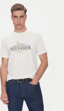 Tommy Hilfiger T-Shirt Tropical Floral MW0MW39353 Weiß Regular Fit