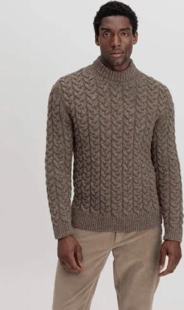 hessnatur Herren Rhön-Pullover Zopf Regular aus regionaler Schurwolle - beige - Größe 56